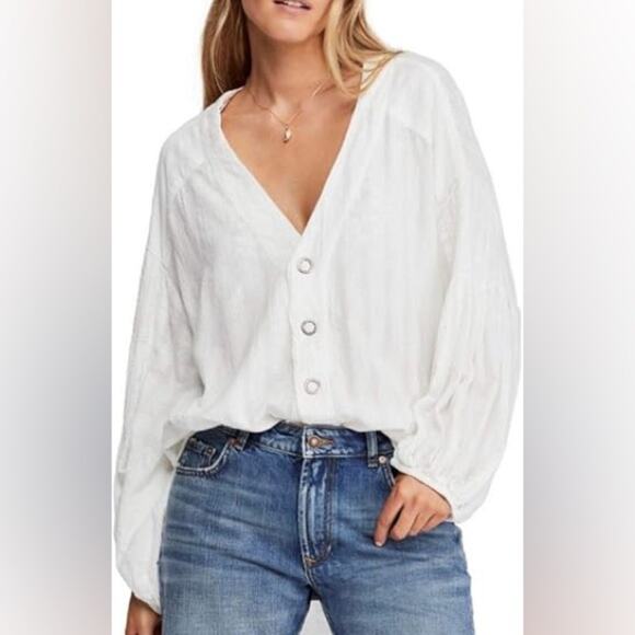 Free People Feel It Still Wide Sleeve Top - Picture 1 of 8